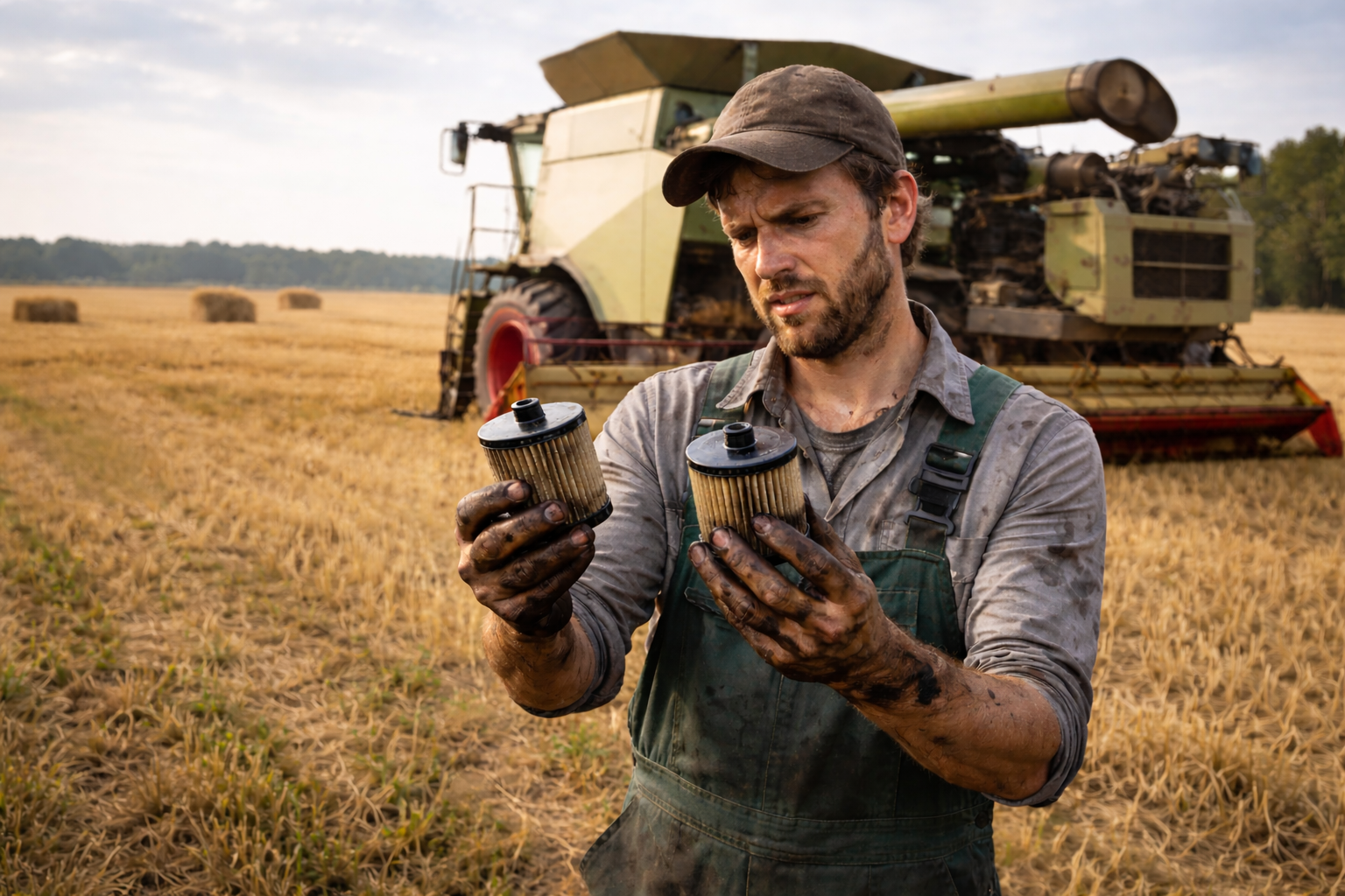 Technician with filters in the field