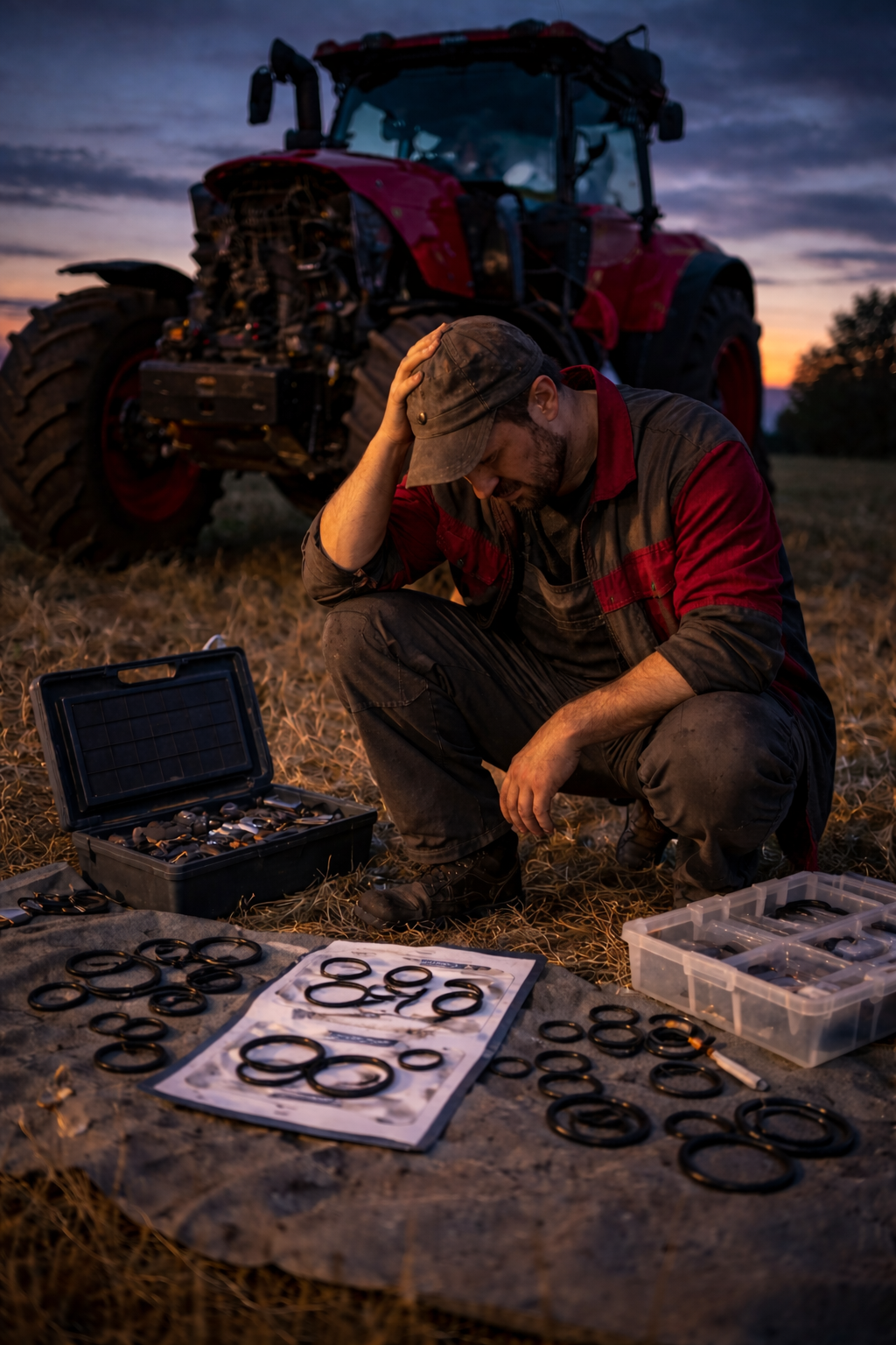 Technician reviewing parts and documentation in the field